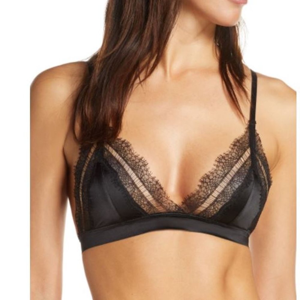 Jason Wu Satin Triangle Bralette, Black
